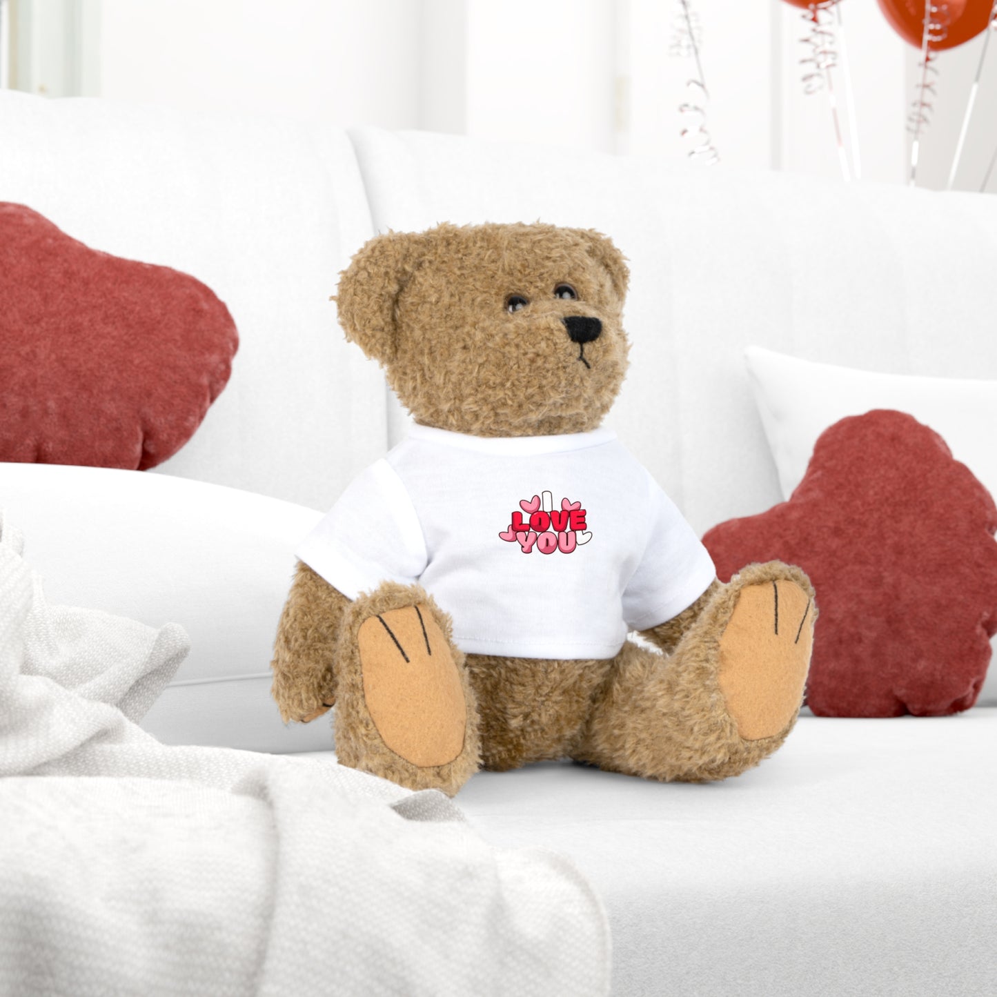 Valentine Teddy Bear Plush — I Love You Tee