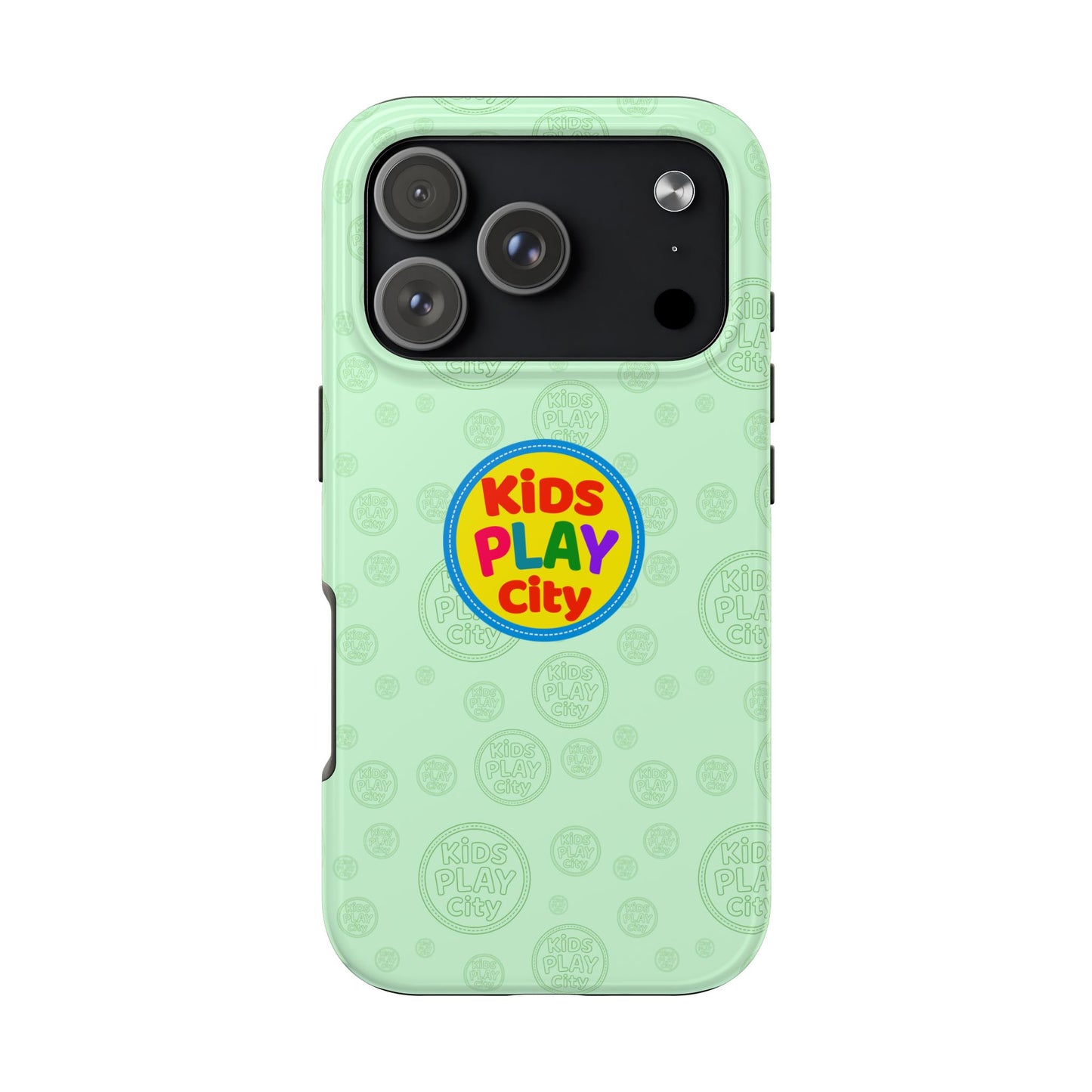 Kids Play City Tough Phone Case — Mint Protective Phone Cover with Kids Play City Logo