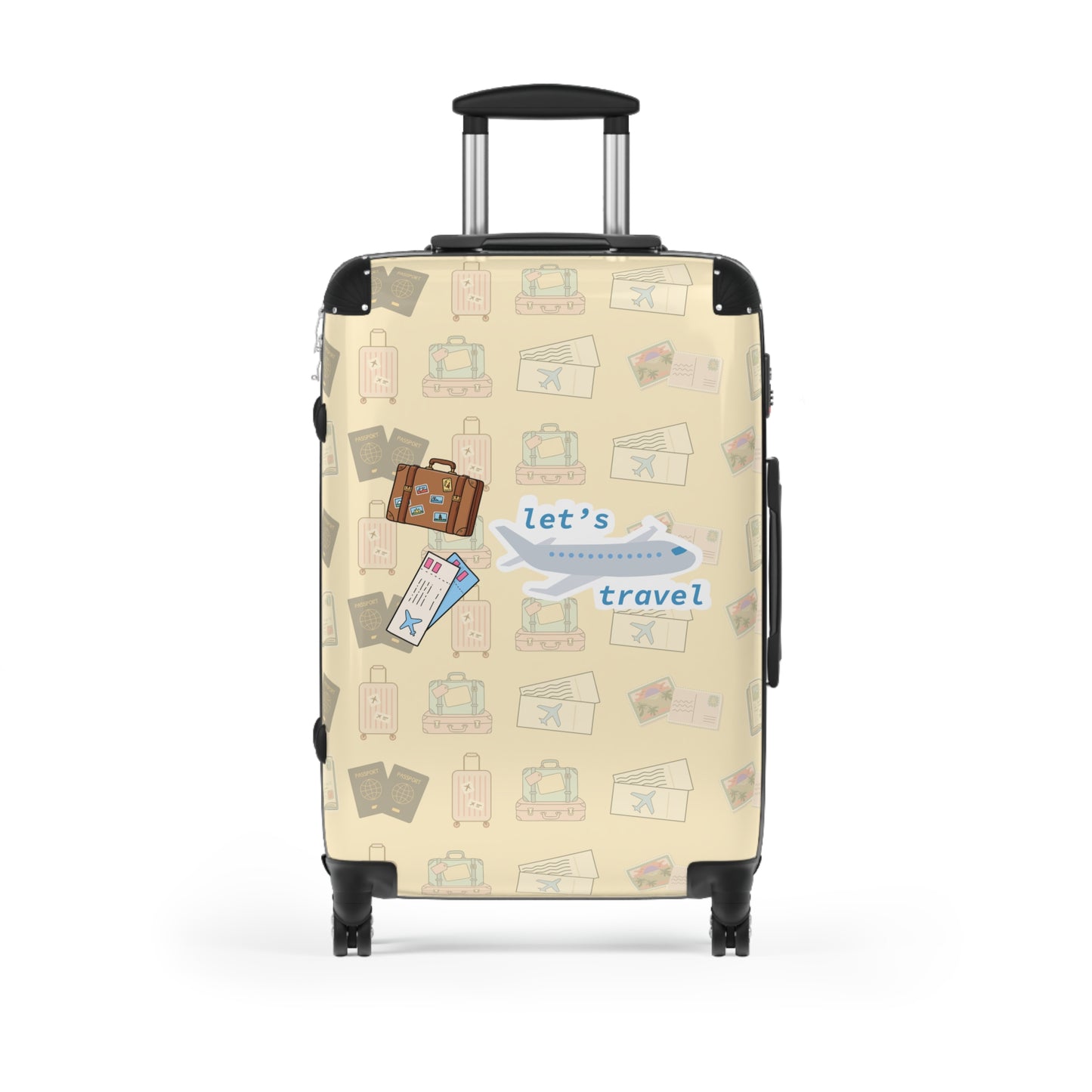 Suitcase - 'Let’s Travel' Patterned Carry-On Luggage for Travelers