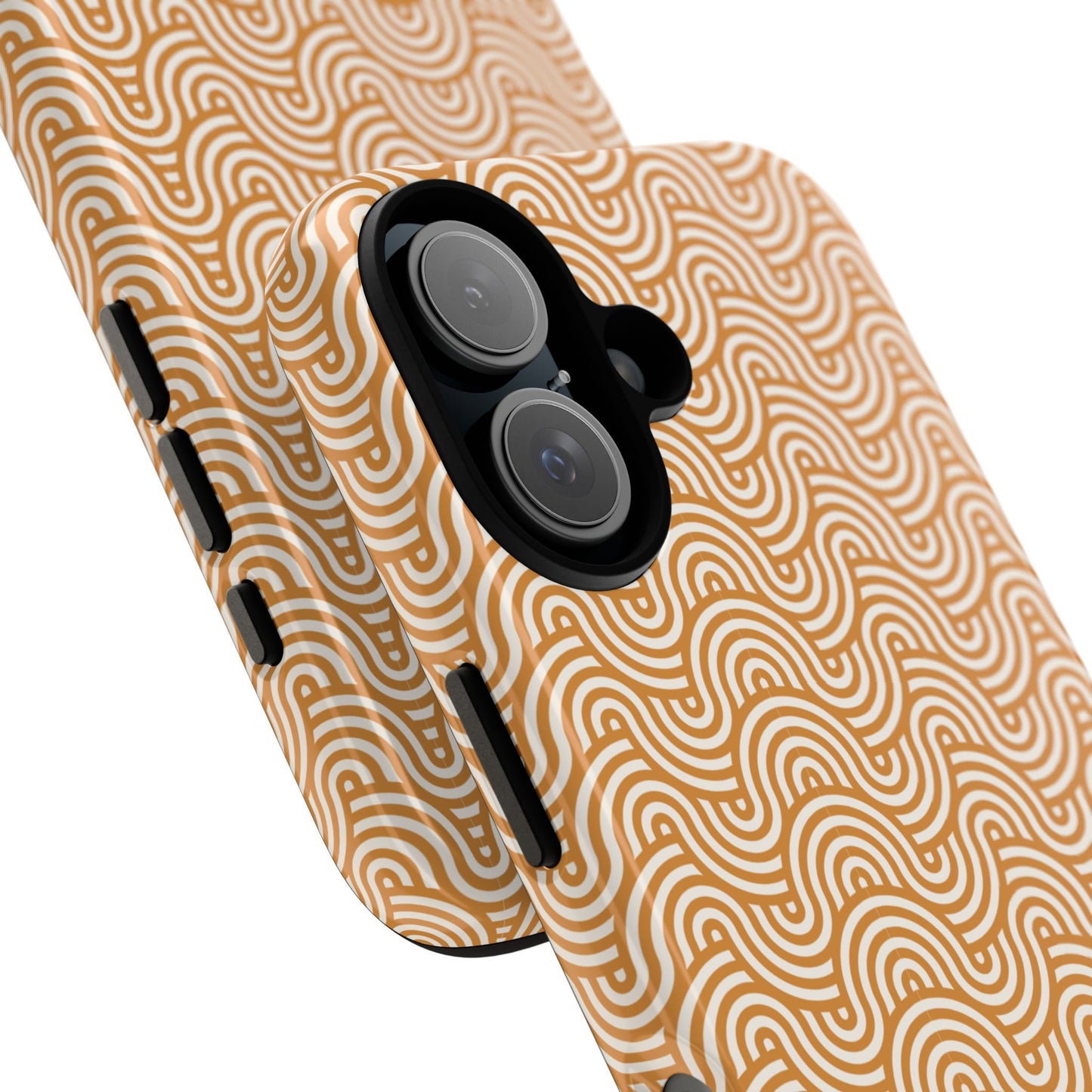 iPhone Tough Case — Beige Retro Wave Pattern Protective Phone Cover