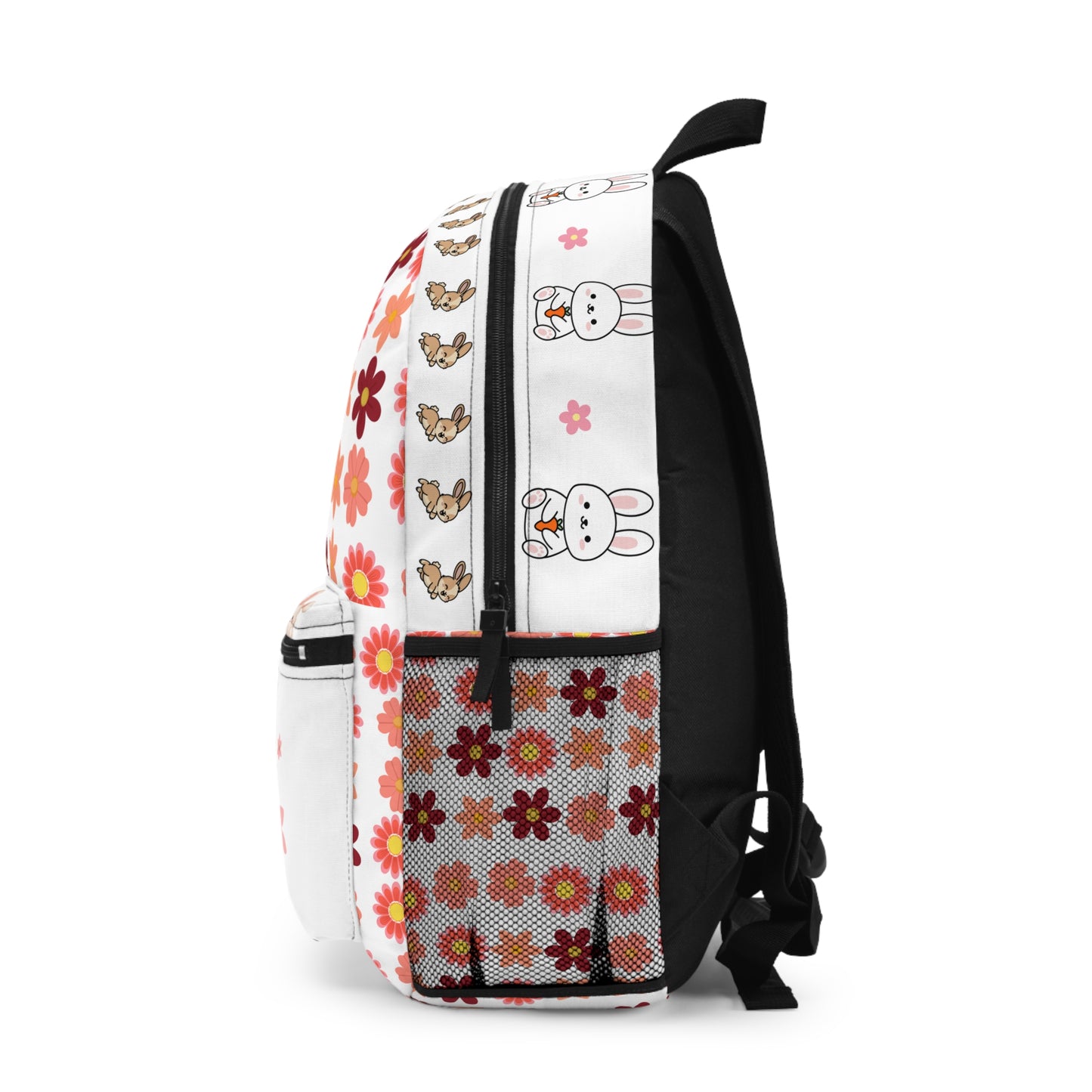 Cute Floral Bunny Backpack — Pastel Daisy Print Kids School Bag