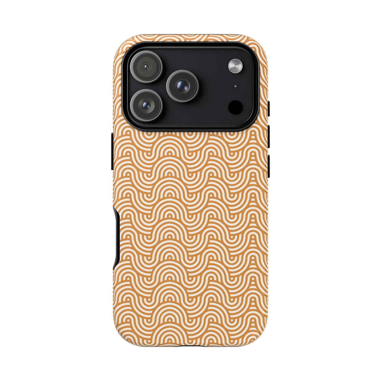 iPhone Tough Case — Beige Retro Wave Pattern Protective Phone Cover