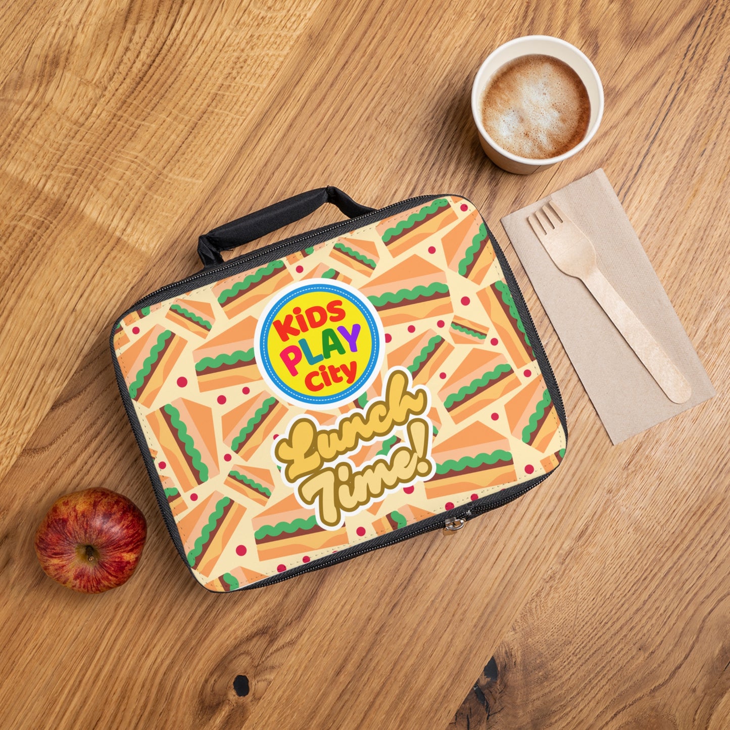 Kids Play City "Lunch Time!" Lunch Bag — Cute Sandwich Pattern Insulated Kids Lunchbox