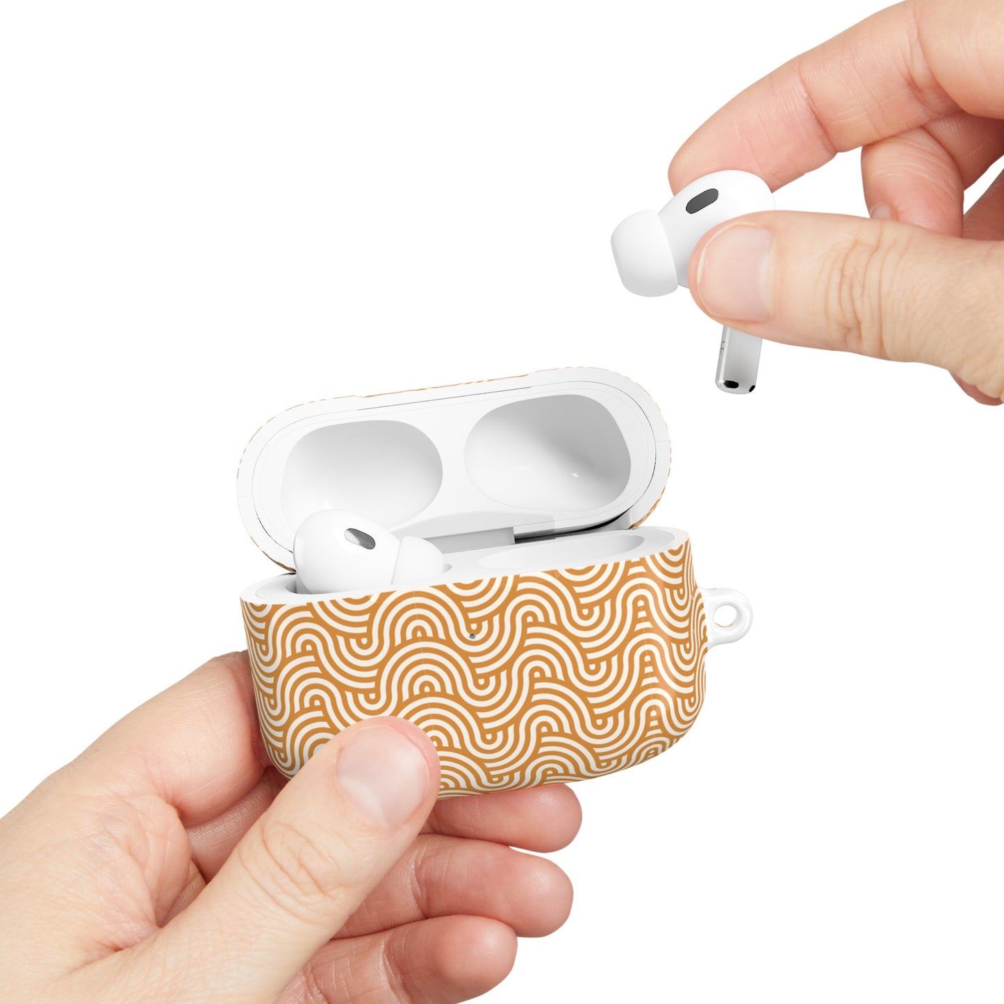 Retro Wave AirPod Case — Beige Geometric Pattern Protective Cover
