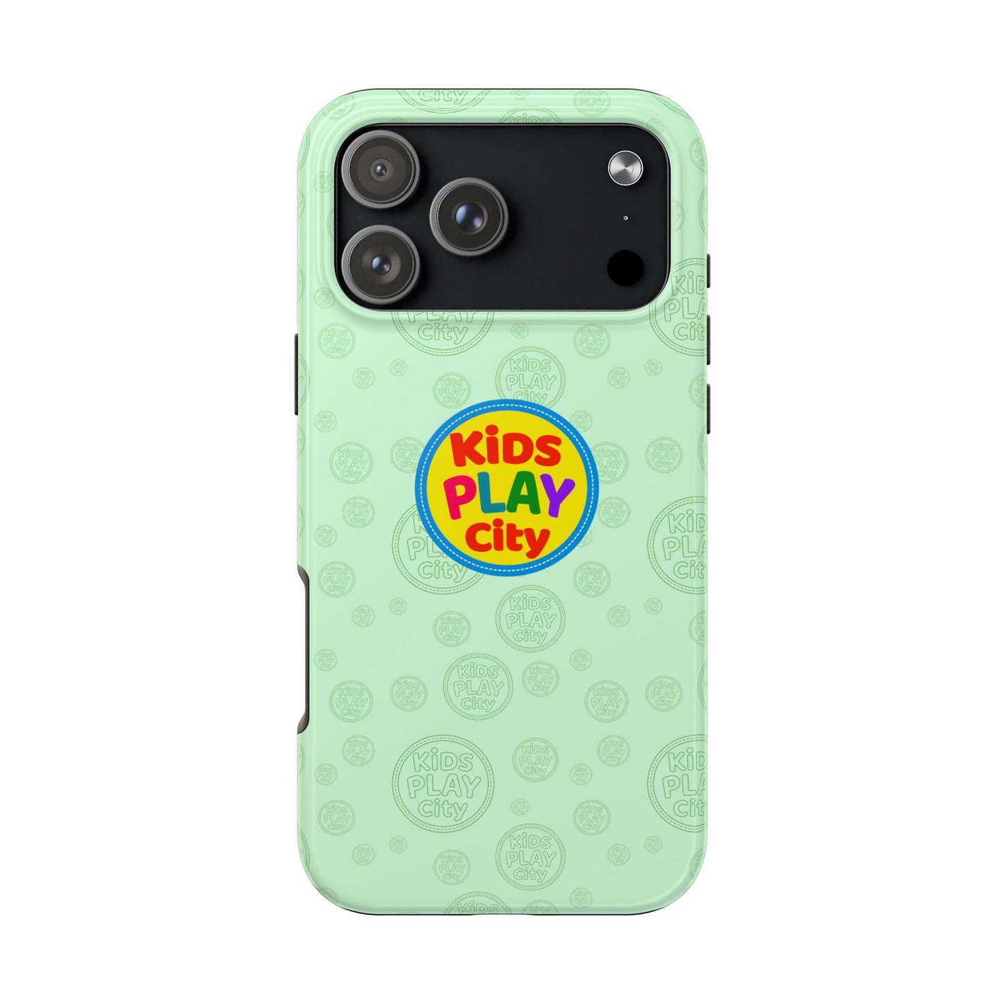 Kids Play City Tough Phone Case — Mint Protective Phone Cover with Kids Play City Logo