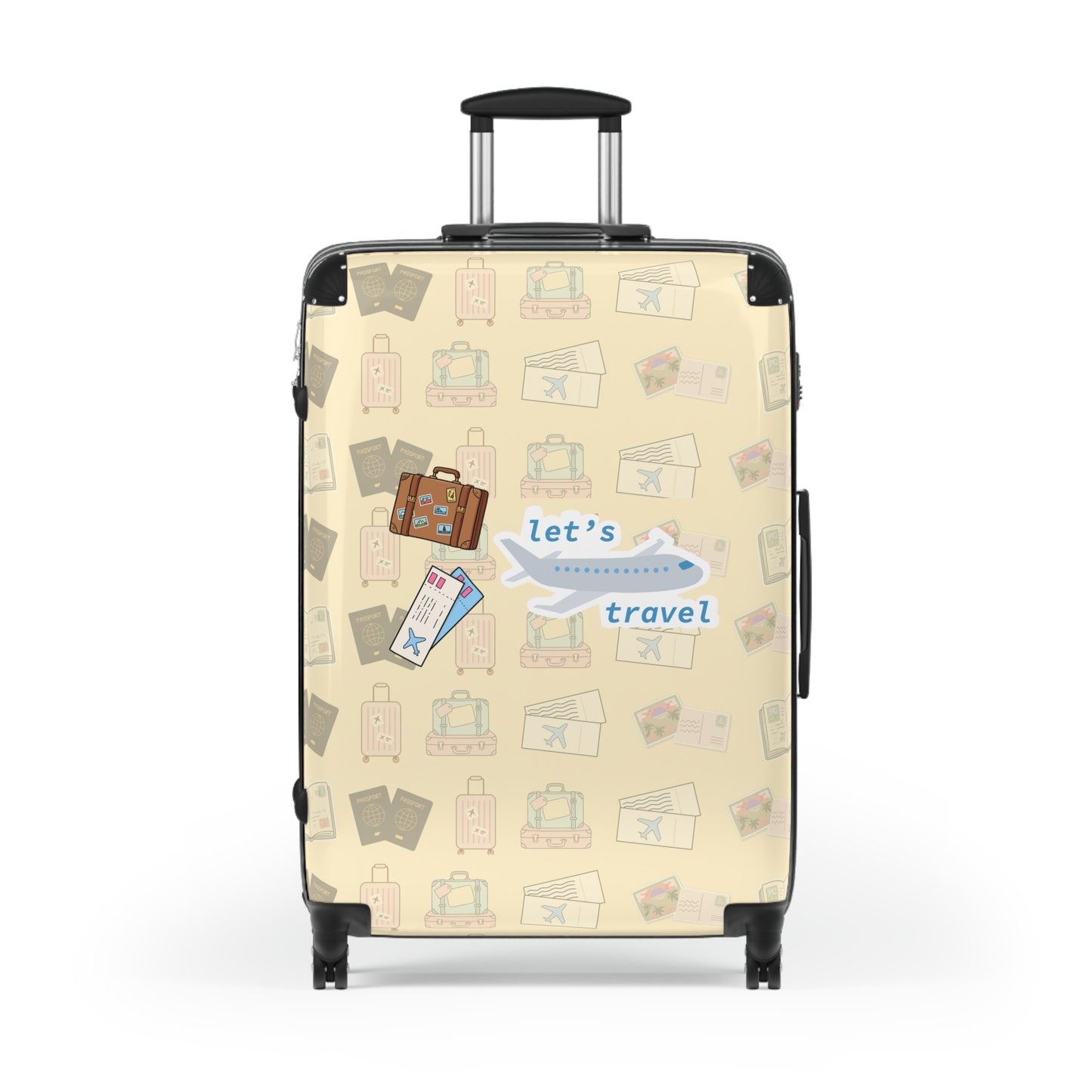 Suitcase - 'Let’s Travel' Patterned Carry-On Luggage for Travelers