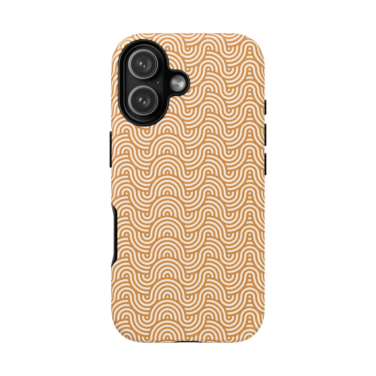 iPhone Tough Case — Beige Retro Wave Pattern Protective Phone Cover