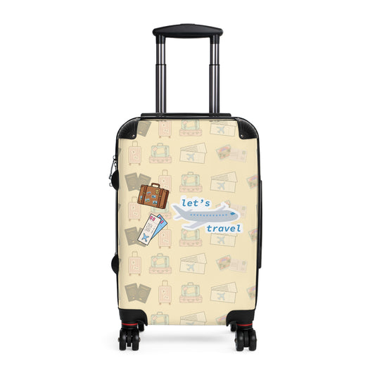Suitcase - 'Let’s Travel' Patterned Carry-On Luggage for Travelers
