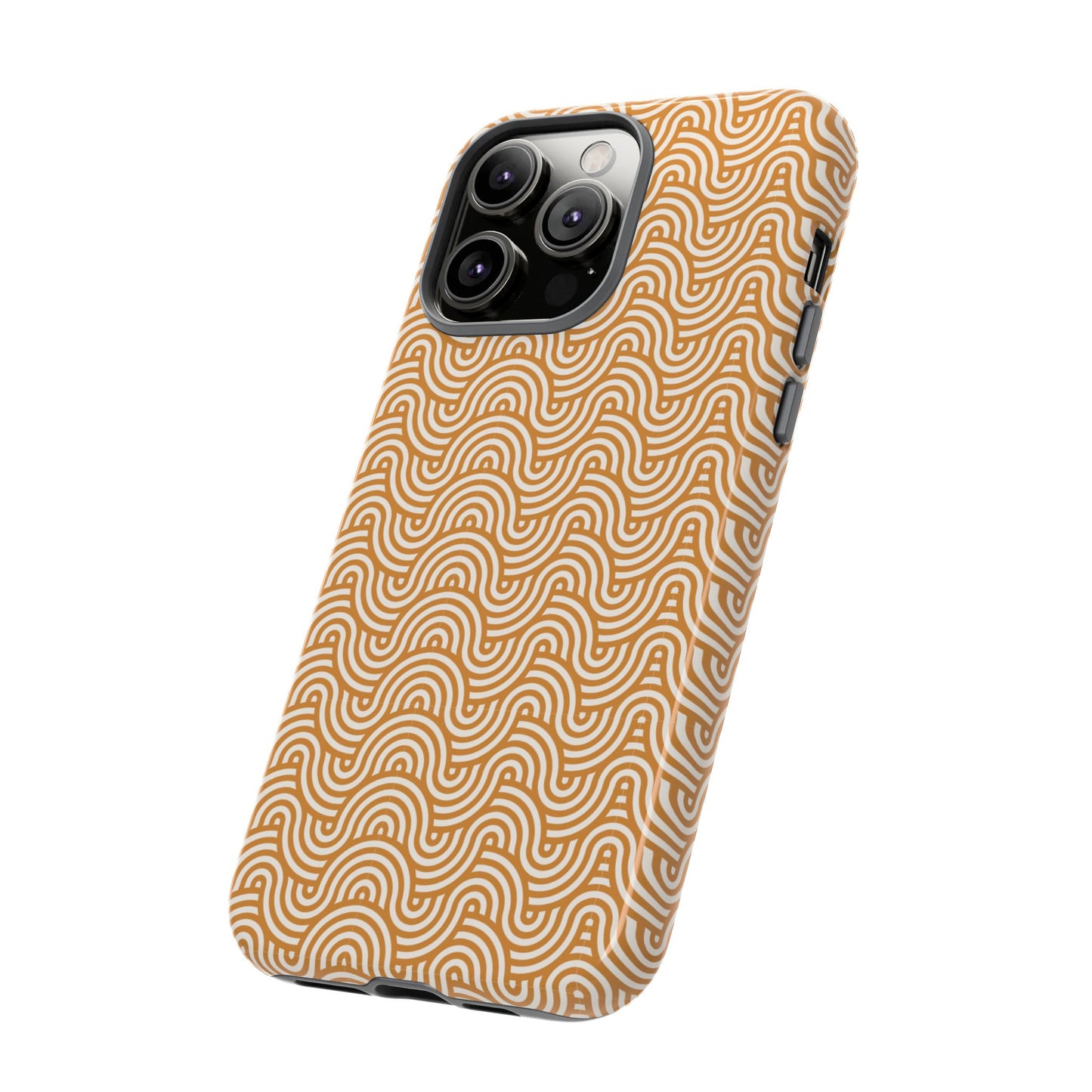 iPhone Tough Case — Beige Retro Wave Pattern Protective Phone Cover