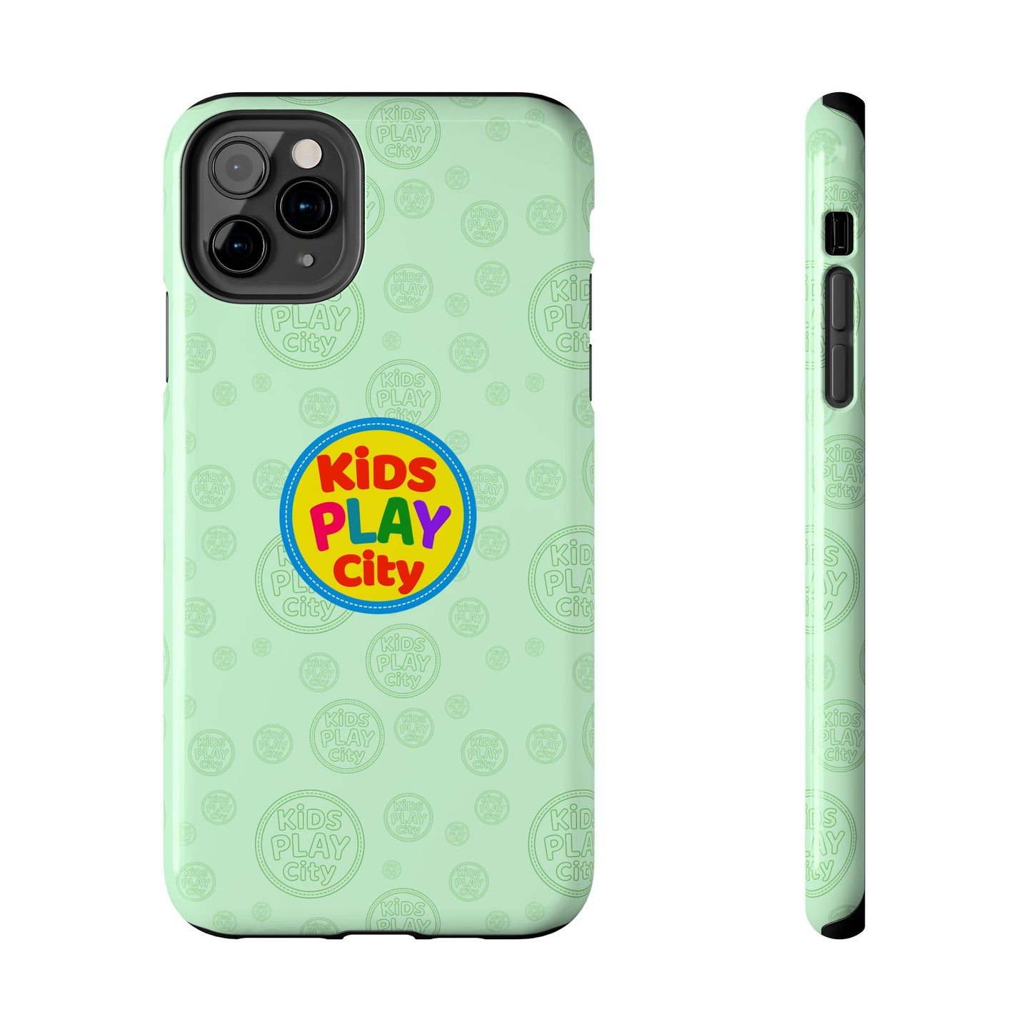 Kids Play City Tough Phone Case — Mint Protective Phone Cover with Kids Play City Logo