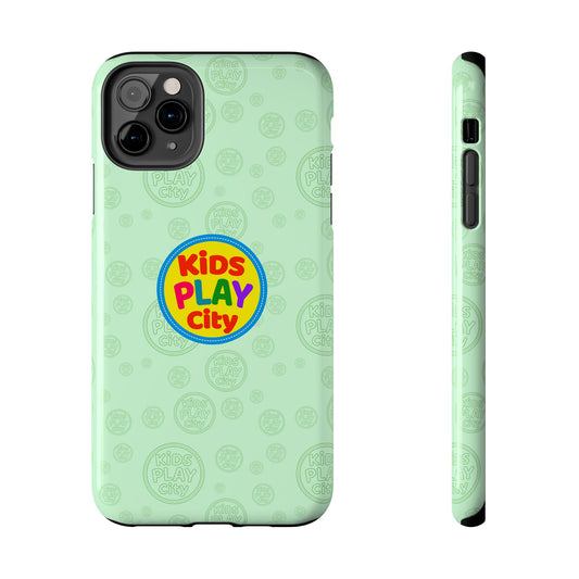 Kids Play City Tough Phone Case — Mint Protective Phone Cover with Kids Play City Logo