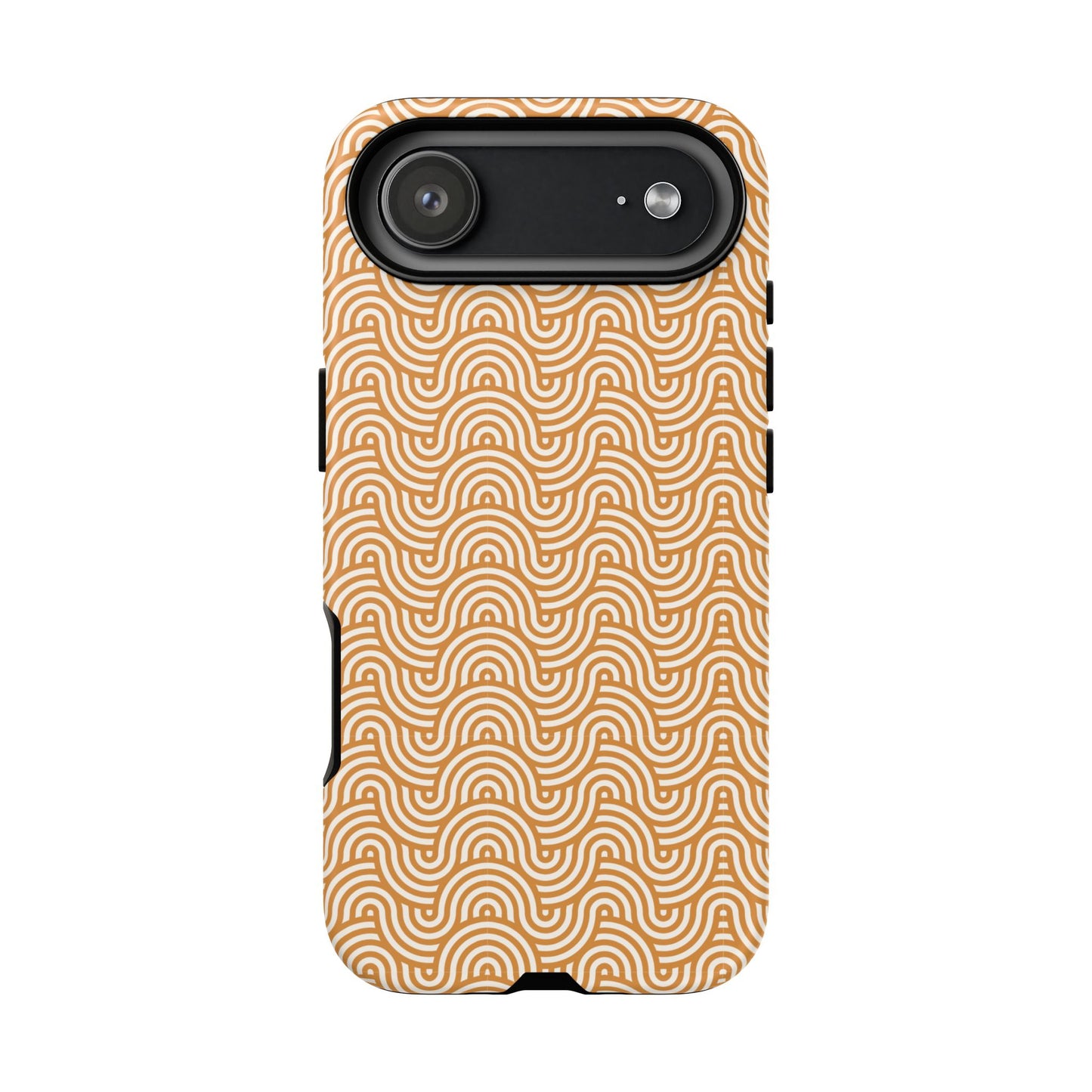 iPhone Tough Case — Beige Retro Wave Pattern Protective Phone Cover
